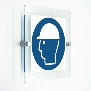 Casco di protezione obbligatorio - in plexiglass trasparenti da parete M014