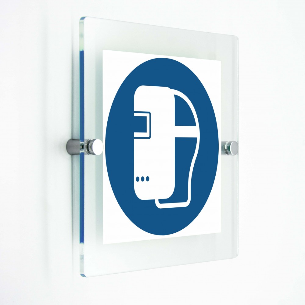 Maschera per saldatura obbligatoria - in plexiglass trasparenti da parete M019