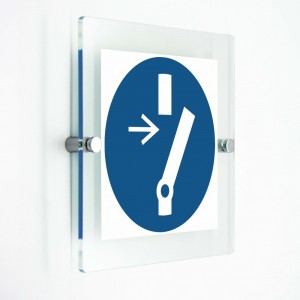 Togliere tensione prima di iniziare lavori o riparazioni - in plexiglass trasparenti da parete M021