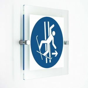 Lasciare immediatamente la pista in caso di caduta - in plexiglass trasparenti da parete M035