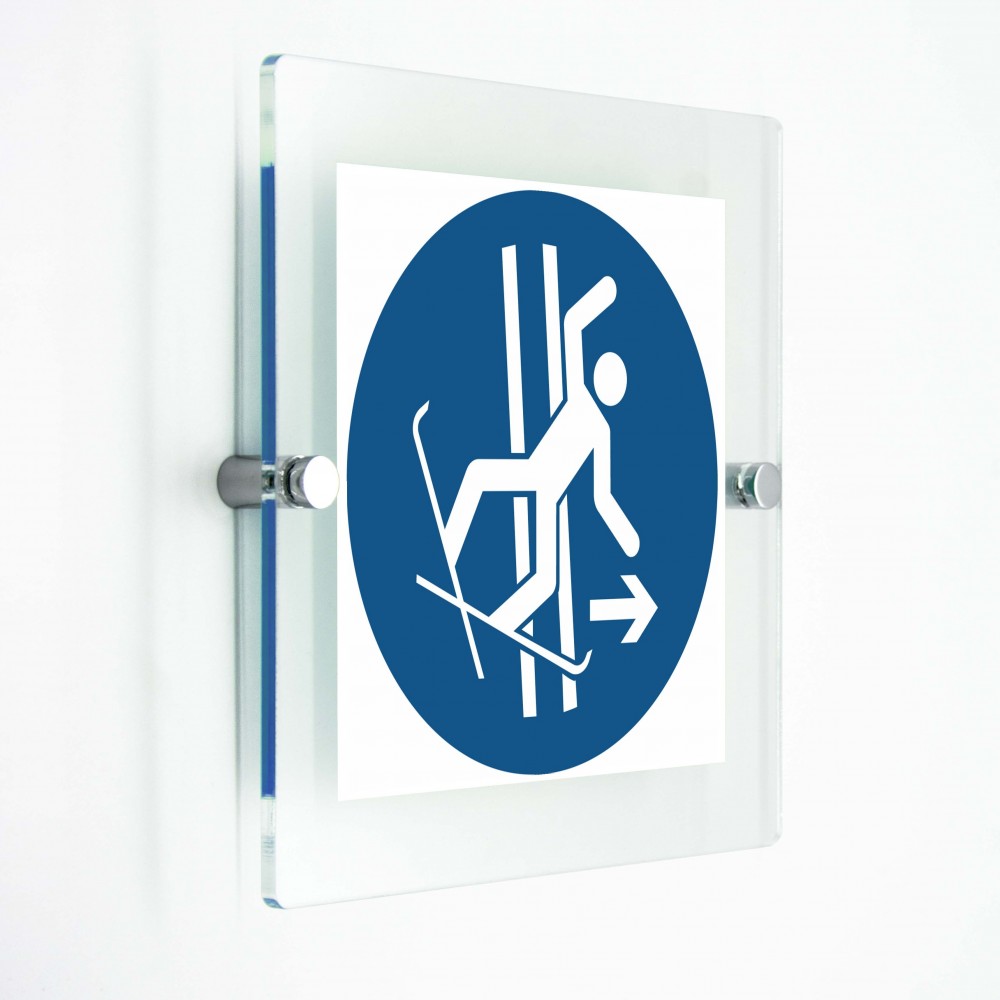Lasciare immediatamente la pista in caso di caduta - in plexiglass trasparenti da parete M035