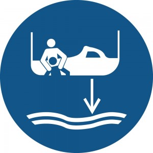 Calare in acqua l'imbarcazione di salvataggio nella procedura di lancio in mare - in plexiglass trasparenti da parete M041