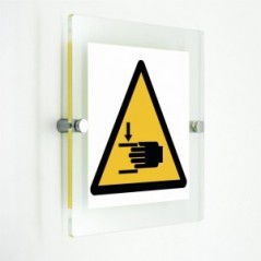 Pericolo di schiacciamento delle mani - in plexiglass trasparenti da parete W024
