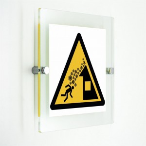 Attenzione caduta neve dal tetto - in plexiglass trasparenti da parete W040