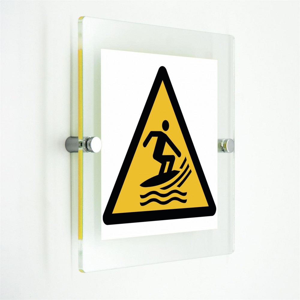 Attenzione zona surf - in plexiglass trasparenti da parete W046
