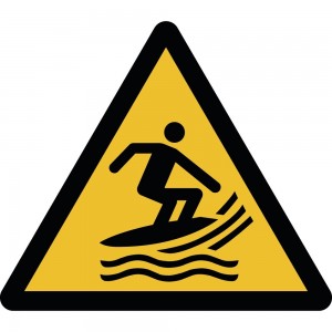 Attenzione zona surf - in plexiglass trasparenti da parete W046