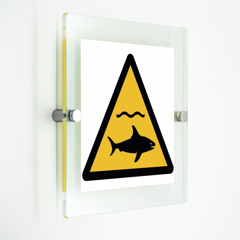 Attenzione squali - in plexiglass trasparenti da parete W054