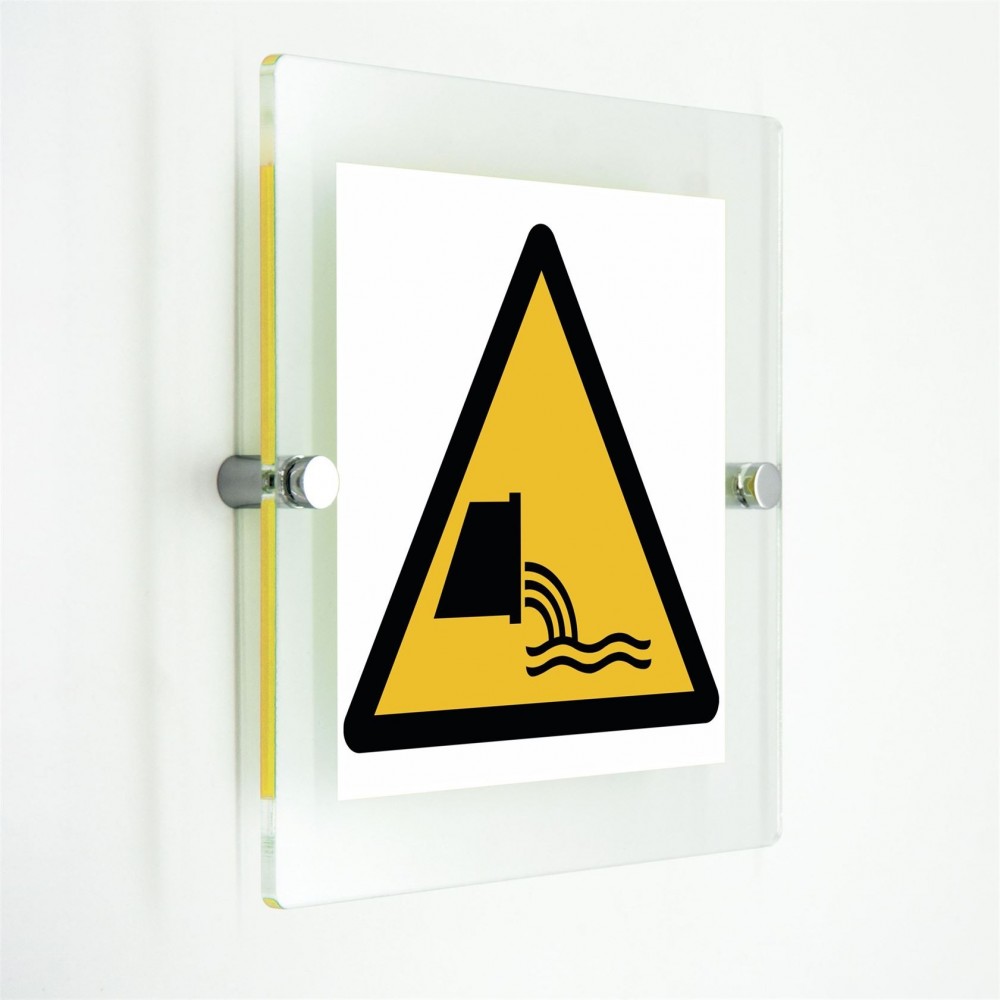 Attenzione deflusso acque reflue - in plexiglass trasparenti da parete W055