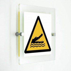 Attenzione coccodrilli, alligatori o caimani - in plexiglass trasparenti da parete W067