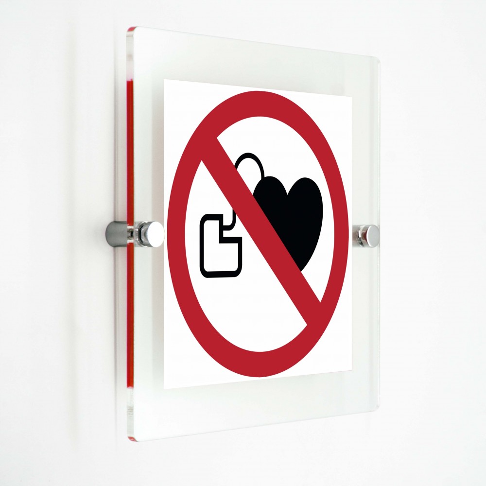 Divieto di accesso ai portatori di pacemaker - in plexiglass trasparenti da parete P007