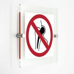 Divieto di accesso ai portatori di protesi metalliche - in plexiglass trasparenti da parete P014