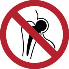 Divieto di accesso ai portatori di protesi metalliche - in plexiglass trasparenti da parete P014