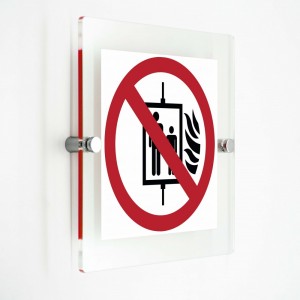 Vietato usare l’ascensore in caso di incendio - in plexiglass trasparenti da parete P020