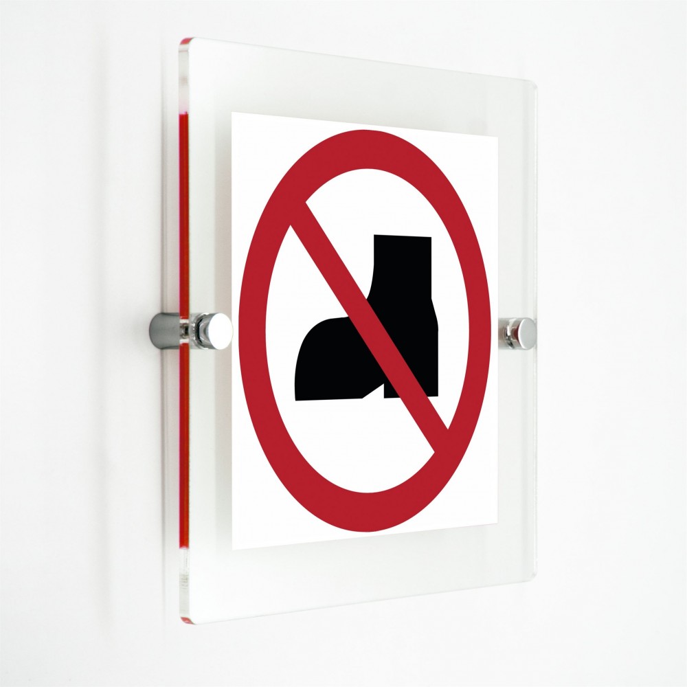 Vietato indossare scarpe - in plexiglass trasparenti da parete P060