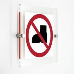 Vietato indossare scarpe - in plexiglass trasparenti da parete P060