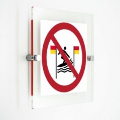 Divieto di surf tra le bandiere rosse e gialle - in plexiglass trasparenti da parete P064