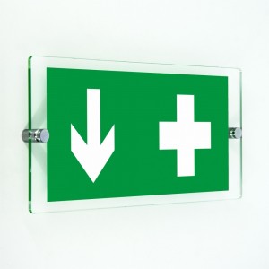 Croce pronto soccorso basso in plexiglass trasparenti da parete