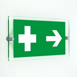 Croce pronto soccorso destra in plexiglass trasparenti da parete