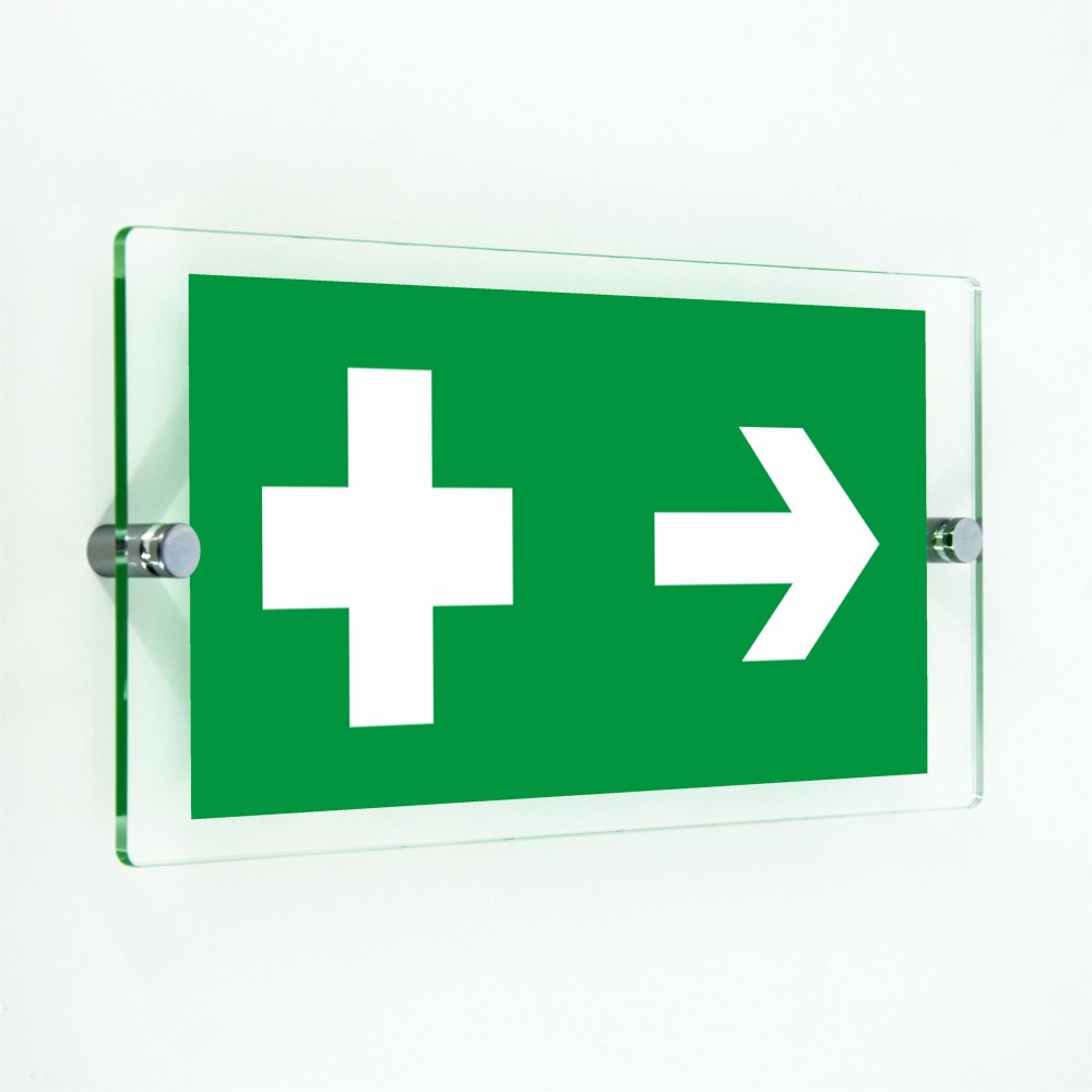 Croce pronto soccorso destra in plexiglass trasparenti da parete