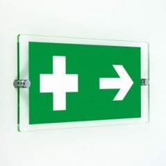 Croce pronto soccorso destra in plexiglass trasparenti da parete