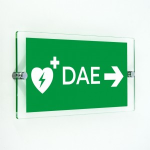 Dae defibrillatore direzionale destra in plexiglass trasparenti da parete