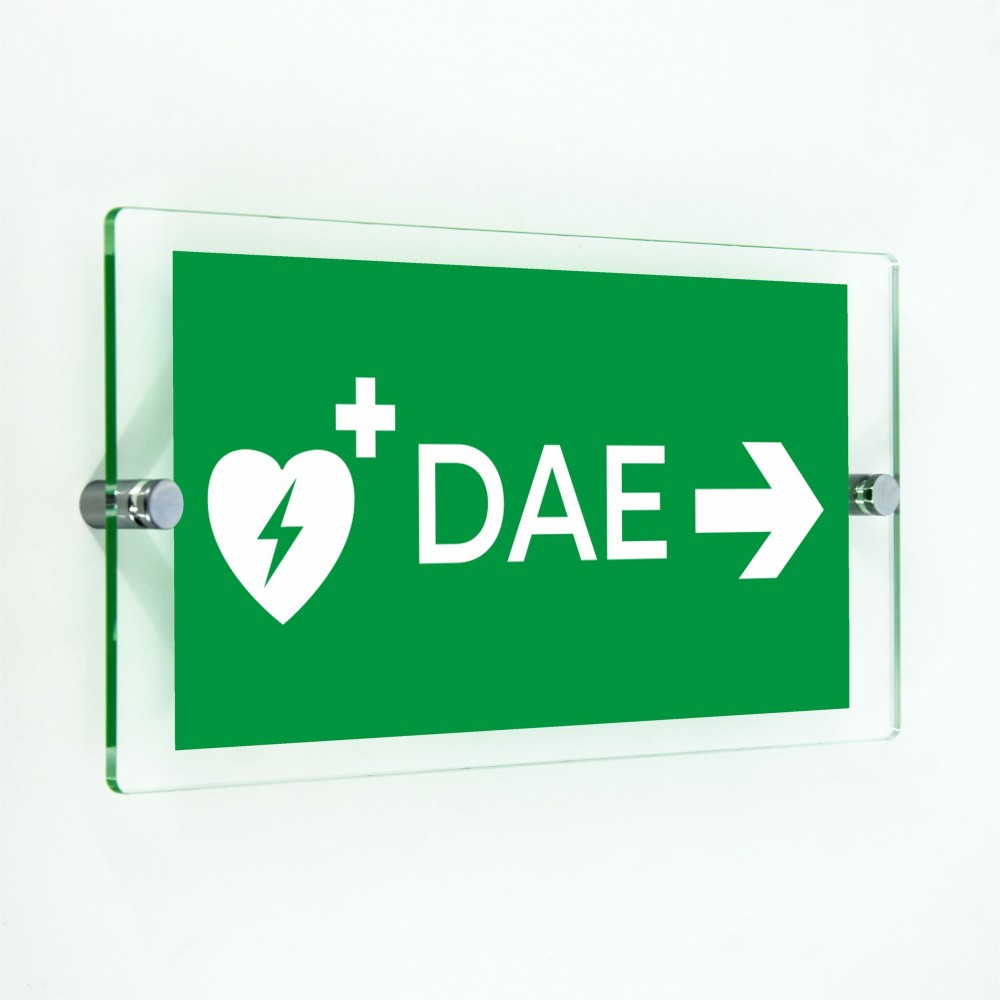 Dae defibrillatore direzionale destra in plexiglass trasparenti da parete