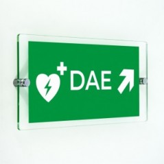 Dae defibrillatore direzionale destra alto in plexiglass trasparenti da parete