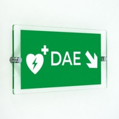 Dae defibrillatore direzionale destra basso in plexiglass trasparenti da parete
