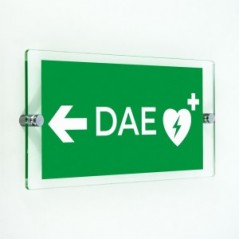Dae defibrillatore direzionale sinistra in plexiglass trasparenti da parete