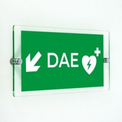 Dae defibrillatore direzionale sinistra basso in plexiglass trasparenti da parete
