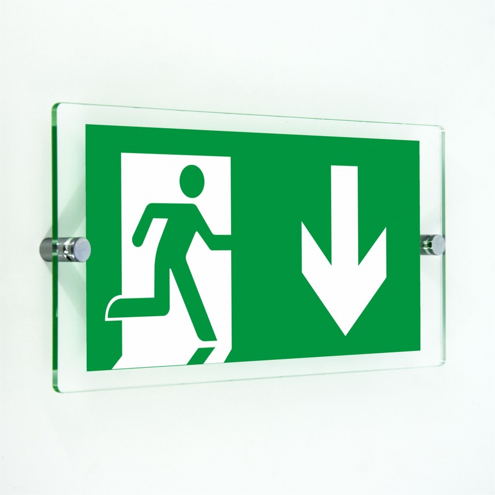 Direzionale uscita di emergenza basso in plexiglass trasparenti da parete