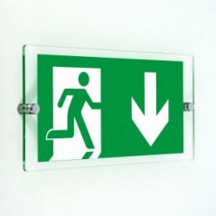 Direzionale uscita di emergenza basso in plexiglass trasparenti da parete