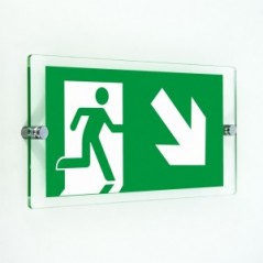 Direzionale uscita di emergenza destra basso in plexiglass trasparenti da parete