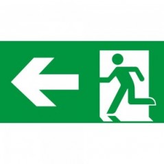 Direzionale uscita di emergenza sinistra in plexiglass trasparenti da parete