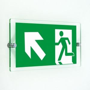 Direzionale uscita di emergenza sinistra alto in plexiglass trasparenti da parete