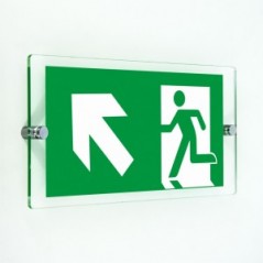Direzionale uscita di emergenza sinistra alto in plexiglass trasparenti da parete