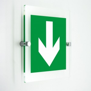 Freccia evacuazione basso in plexiglass trasparenti da parete