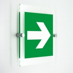 Freccia evacuazione destra in plexiglass trasparenti da parete