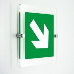 Freccia evacuazione destra basso in plexiglass trasparenti da parete