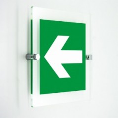 Freccia evacuazione sinistra in plexiglass trasparenti da parete