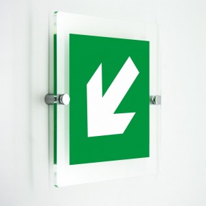 Freccia evacuazione sinistra basso in plexiglass trasparenti da parete