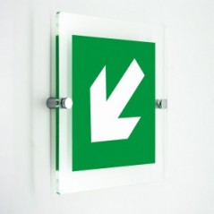 Freccia evacuazione sinistra basso in plexiglass trasparenti da parete