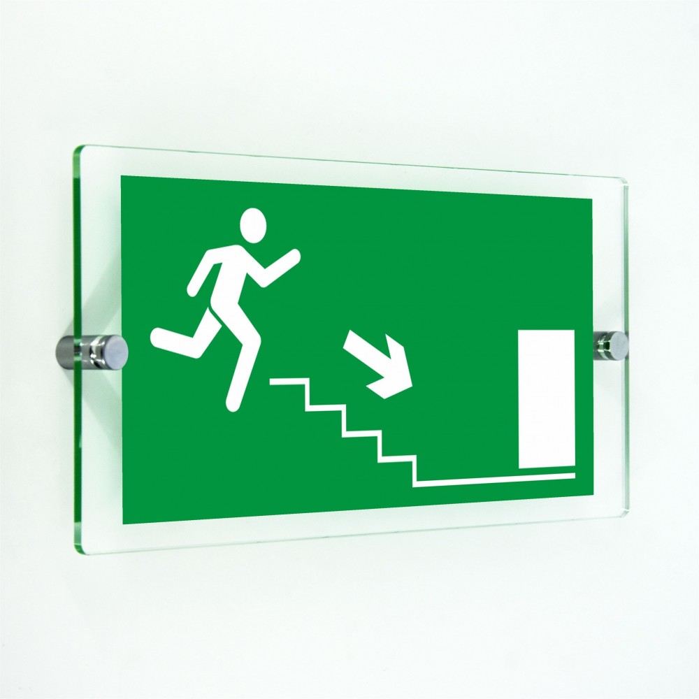 Scala di emergenza destra basso lungo in plexiglass trasparenti da parete