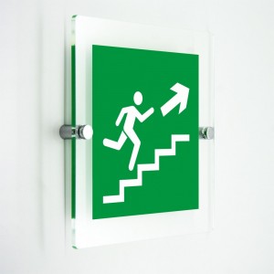 Scala di emergenza destra alto quadrato in plexiglass trasparenti da parete