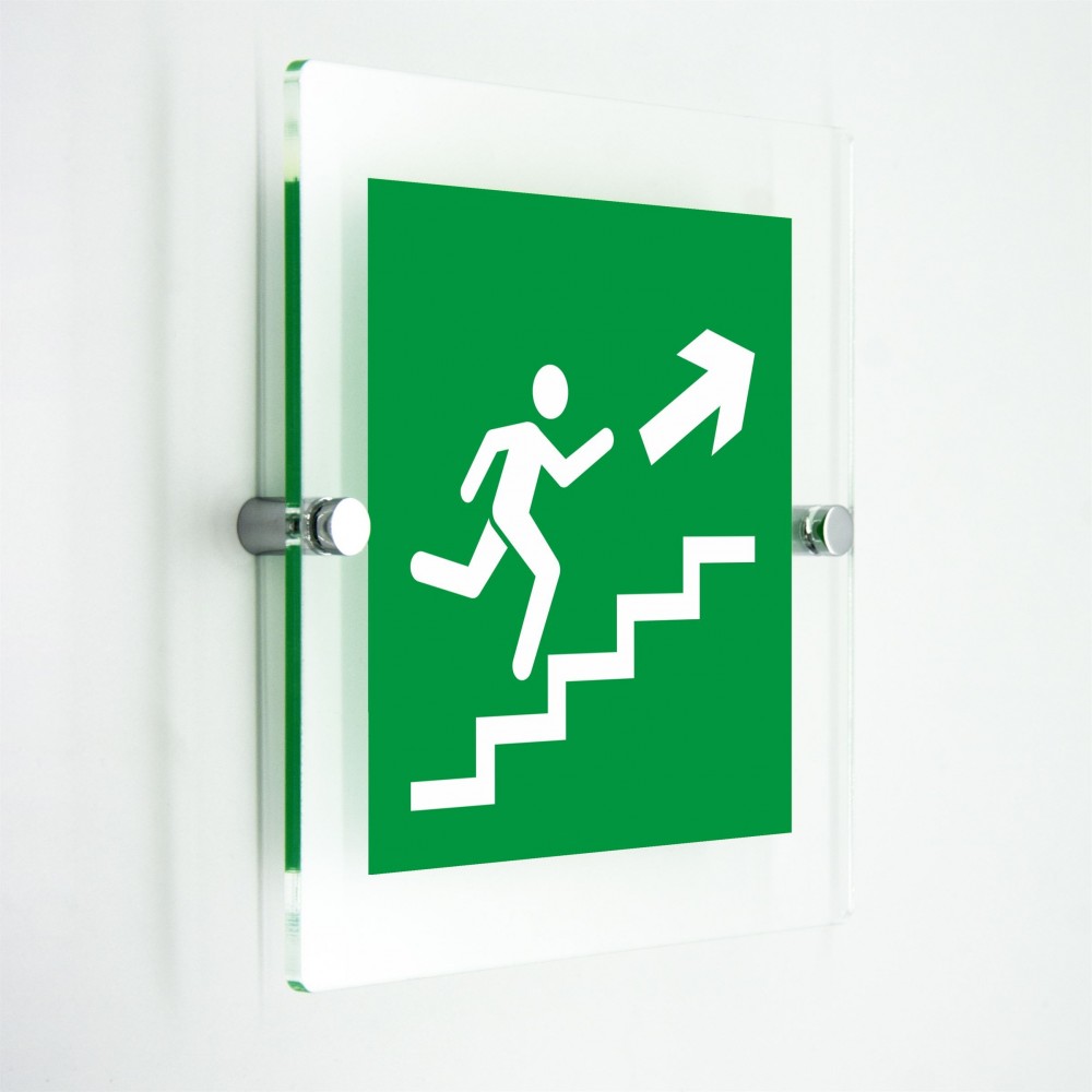 Scala di emergenza destra alto quadrato in plexiglass trasparenti da parete