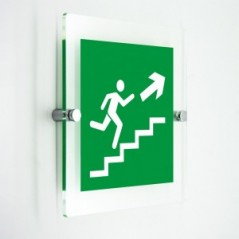 Scala di emergenza destra alto quadrato in plexiglass trasparenti da parete
