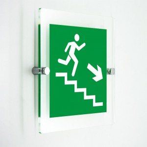 Scala di emergenza destra basso quadrato in plexiglass trasparenti da parete