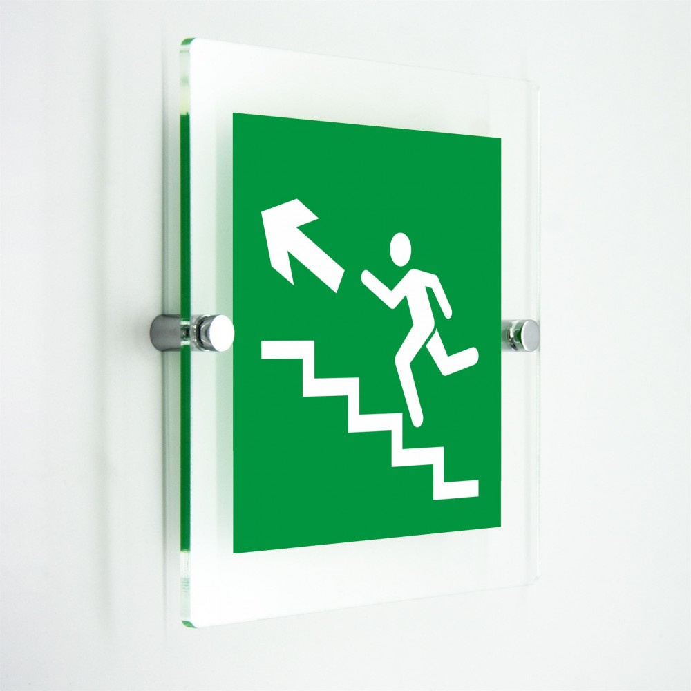 Scala di emergenza sinistra alto quadrato in plexiglass trasparenti da parete
