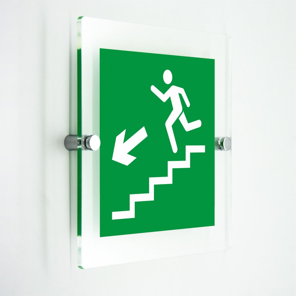 Scala di emergenza sinistra basso quadrato in plexiglass trasparenti da parete