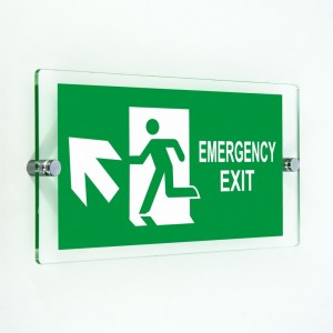 Scritta Emergency exit sinistra alto in plexiglass trasparenti da parete